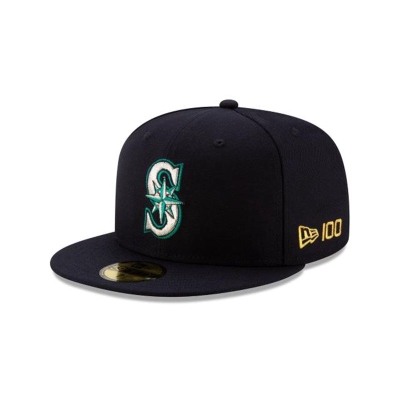 Black Seattle Mariners Hat - New Era MLB Team Color 59FIFTY Fitted Caps USA2817560